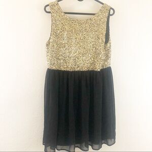 Pinky Sequin Gold Top Tulle Black dress size L